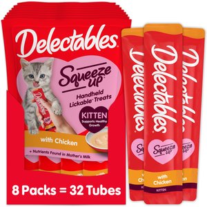 Hartz Delectables Squeeze Up Complete & Balanced Chicken Lickable Kitten Treats, 0.5-oz tube, case of 32