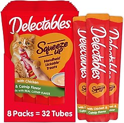 Hartz Delectables Squeeze Up Chicken with Catnip Flavored Grain-Free Lickable Cat Treats, 0.5-oz tube, case of 32