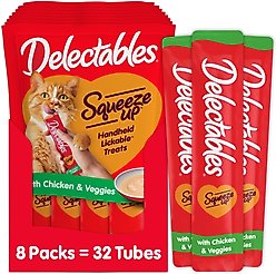 Hartz Delectables Squeeze Up Chicken & Veggie Lickable Cat Treats, 0.5-oz tube, 32 count