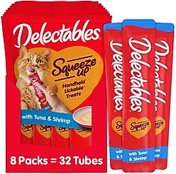 Hartz Delectables Squeeze Up Tuna & Shrimp Lickable Cat Treat, 0.5-oz tube, 32 count