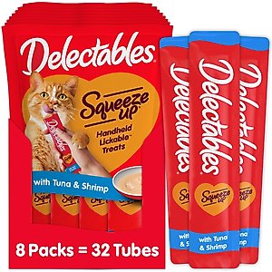 Hartz Delectables Squeeze Up Tuna & Shrimp Lickable Cat Treat, 0.5-oz tube, 32 count