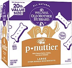 Old Mother Hubbard by Wellness Classic P-Nuttier Natural Large Oven-Baked Biscuits Dog Treats, 20-lb box