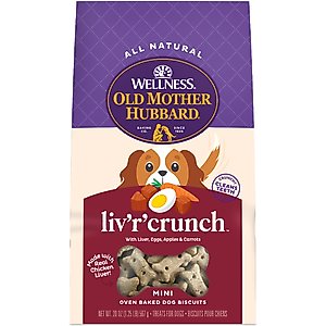 Old Mother Hubbard by Wellness Classic Liv'R'Crunch Natural Mini Oven-Baked Biscuits Dog Treats, 20-oz bag