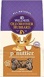 Old Mother Hubbard by Wellness Classic P-Nuttier Natural Mini Oven-Baked Biscuits Dog Treats, 20-oz bag