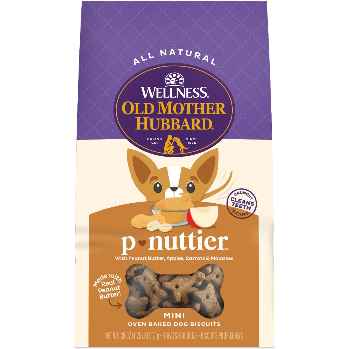 Old Mother Hubbard P-Nuttier Biscuits Baked Dog Treats, Mini, 20-oz
