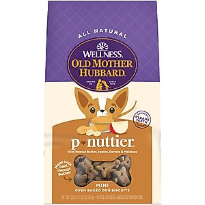 Old Mother Hubbard by Wellness Classic P-Nuttier Natural Mini Oven-Baked Biscuits Dog Treats, 20-oz bag