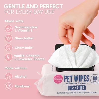 Show full view: Precious Tails Extra Gentle Dog Grooming Wipes, Unscented, 110 count slide 7 of 8