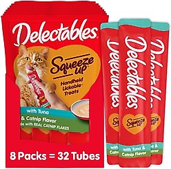 Hartz Delectables Squeeze Up Tuna with Catnip Flavored Grain-Free Lickable Cat Treats, 0.5-oz tube, case of 32