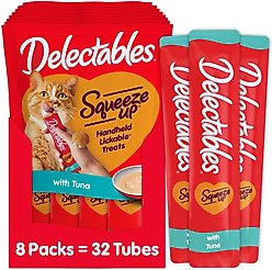 Hartz Delectables Squeeze Up Tuna Grain-Free Lickable Cat Treats, 0.5-oz tube, 32 count