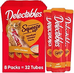 Hartz Delectables Squeeze Up Chicken Grain-Free Lickable Cat Treats, 0.5-oz tube, 32 count