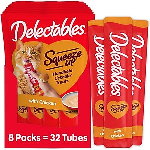 Hartz Delectables Squeeze Up Chicken Grain-Free Lickable Cat Treats, 0.5-oz tube, 32 count