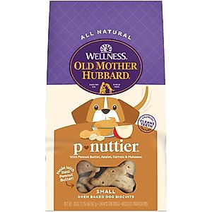 Old Mother Hubbard by Wellness Classic P-Nuttier Natural Small Oven-Baked Biscuits Dog Treats, 20-oz bag