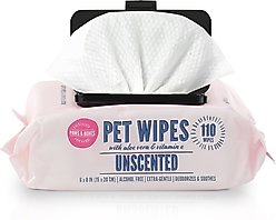 Precious Tails Extra Gentle Dog Grooming Wipes, Unscented, 110 count