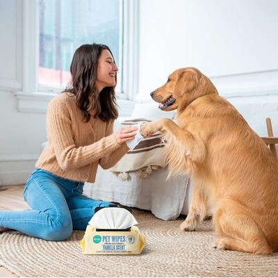 Show full view: Precious Tails Extra Gentle Dog Grooming Wipes, Vanille Scented, 110 count slide 4 of 9