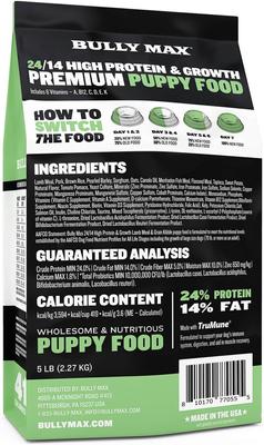 Show full view: Bully Max 24/14 High-Protein & Growth Lamb Dry Puppy Food, 5-lb bag slide 3 of 12