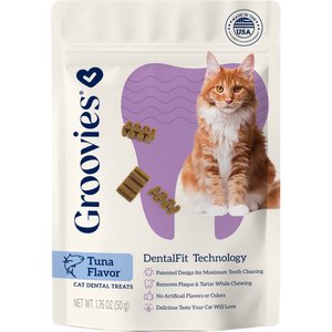 Groovies Tuna Flavor Dental Cat Chews, 1.76-oz bag