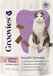Groovies Salmon Flavor Dental Cat Chews, 7.05-oz bag