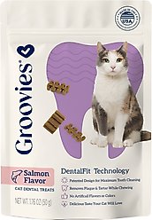 Groovies Salmon Flavor Dental Cat Chews, 1.76-oz bag