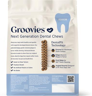 Show full view: Groovies Senior Small Chicken Flavor Dental Dog Chews, 96 count slide 3 of 10