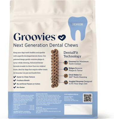 Show full view: Groovies Senior Small Chicken Flavor Dental Dog Chews, 43 count slide 3 of 10
