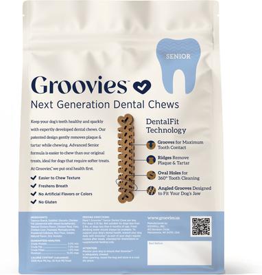 Show full view: Groovies Senior Small Chicken Flavor Dental Dog Chews, 22 count slide 3 of 10