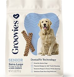Groovies Senior X-Large Chicken Flavor Dental Dog Chews, 4 count