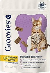 Groovies Chicken Flavor Dental Cat Chews, 1.76-oz bag