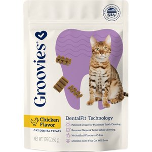 Groovies Chicken Flavor Dental Cat Chews, 1.76-oz bag