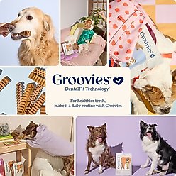 Groovies Original Large Chicken Flavor Dental Dog Chews, 27 count slide 2 of 7