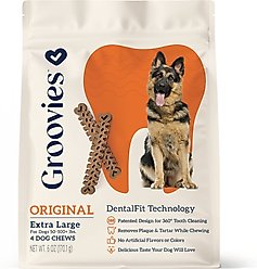 Groovies Original X-Large Chicken Flavor Dental Dog Chews, 4 count