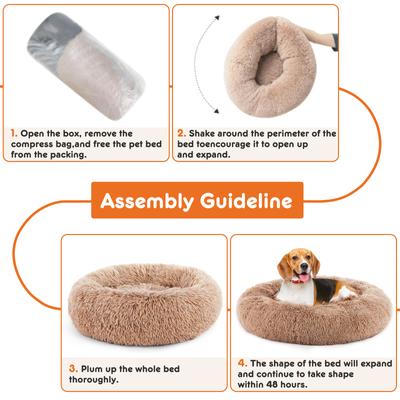 Show full view: MeWang Calming Donut Cuddler Bolster Pet Bed, Brown, 24-in slide 6 of 9