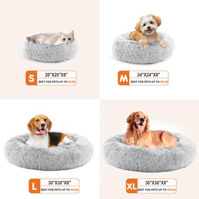 Show full view: MeWang Calming Donut Cuddler Bolster Pet Bed, Gray, 36-in slide 5 of 10