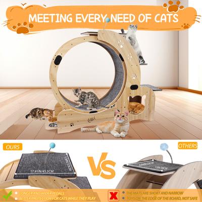 Show full view: Cesicia Cat Treadmill Running Wheel, Natural Wood slide 8 of 8