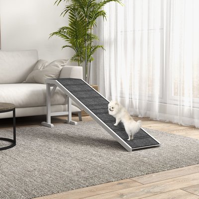 jansno jansno Non-Slip Carpet & Top Platform Wooden Dog Bed Ramp, White