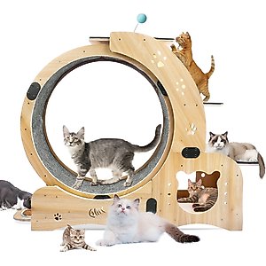 Cesicia Cat Treadmill Running Wheel, Natural Wood