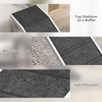 Show full view: jansno Non-Slip Carpet & Top Platform Wooden Dog Bed Ramp, White slide 7 of 9