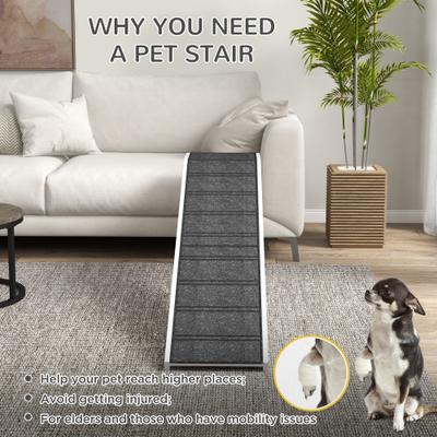 Show full view: jansno Non-Slip Carpet & Top Platform Wooden Dog Bed Ramp, White slide 5 of 9