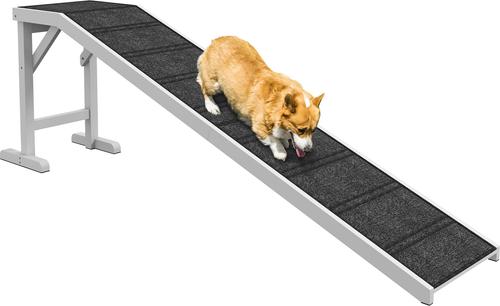 Show full view: jansno Non-Slip Carpet & Top Platform Wooden Dog Bed Ramp, White slide 6 of 9