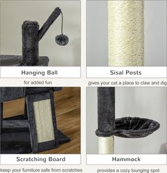 jansno Huge 106-in Kitty Activity Center Climbing Toy Cat Tree with Scratching Post, Dark Gray slide 2 of 6