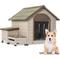 Show in main carousel: Cesicia Outdoor Wooden Dog House with Storage & Bowls, Cream slide 5 of 7