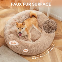 MeWang Calming Donut Cuddler Bolster Pet Bed, Brown, 36-in slide 2 of 9