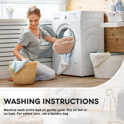 Show full view: MeWang Calming Donut Cuddler Bolster Pet Bed, Brown, 24-in slide 9 of 9