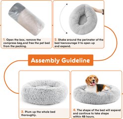 MeWang Calming Donut Cuddler Bolster Pet Bed, Gray, 36-in slide 2 of 9