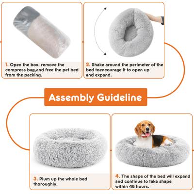 Show full view: MeWang Calming Donut Cuddler Bolster Pet Bed, Gray, 36-in slide 7 of 10