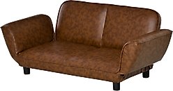 Zeus & Ruta Leather Foldable Sofa Dog Bed, Brown
