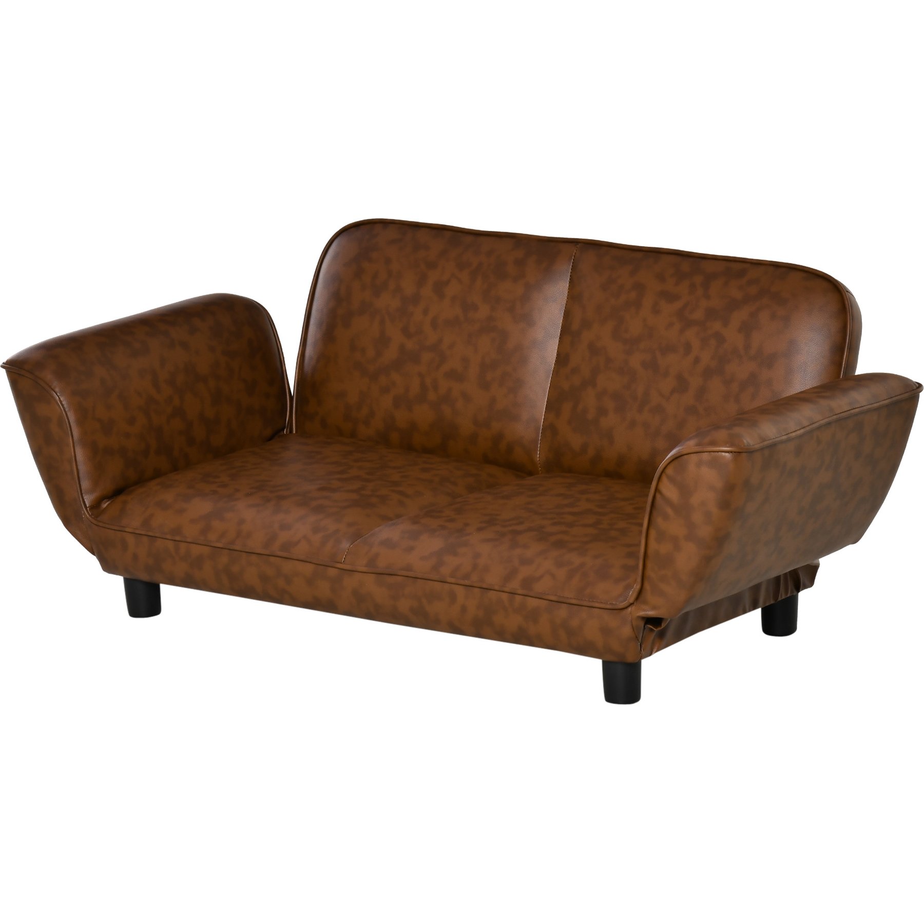 Zeus & Ruta Leather Foldable Sofa Dog Bed, Brown