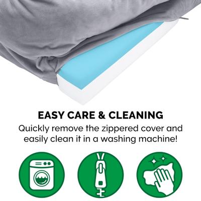 Show full view: FurHaven Velvet Waves Perfect Comfort Cooling Gel Bolster Cat & Dog Bed with Removable Cover, Granite Gray, Medium slide 7 of 10