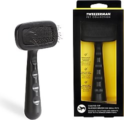 Tweezerman Coated Tip Ergonomic Handle Cat & Dog Slicker Brush, Black, Small