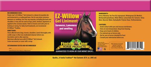 Show full view: Finish Line EZ Willow Gel Liniment Supplement for Horses, 32-oz jar slide 2 of 3