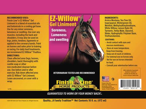 Show full view: Finish Line EZ-Willow Sore Muscle & Joint Pain Relief Horse Liniment Gel, 16-fl oz bottle slide 2 of 4